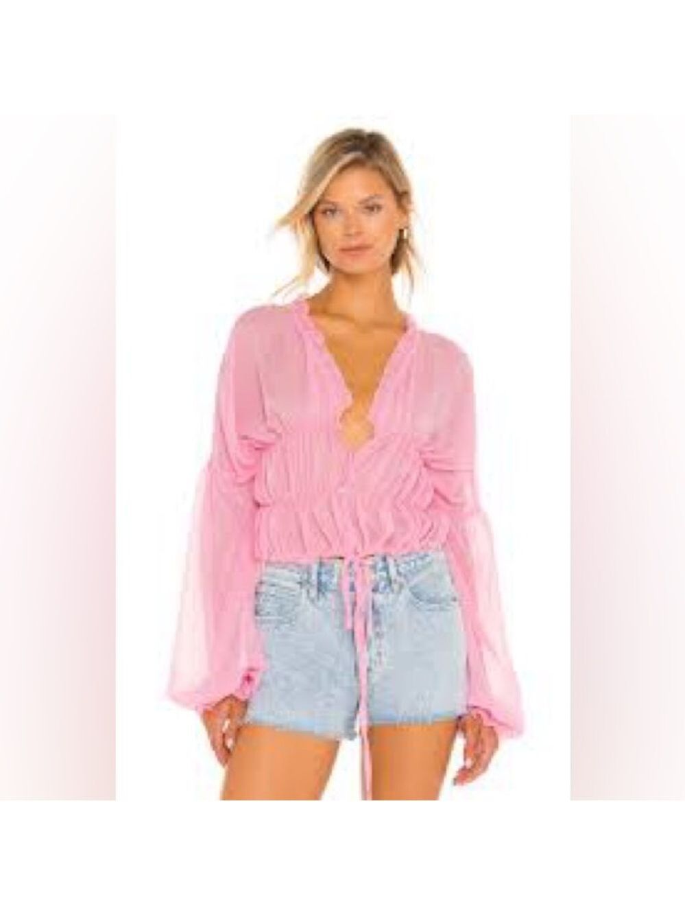 SNDYS Bali Pink Ruched Top Sz-M